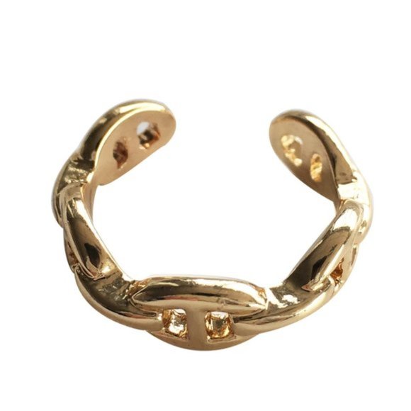 Golden Chain Knot Link Open Ring - Picture 3 of 6